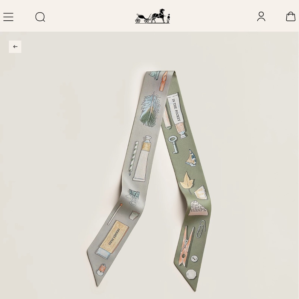 Hermes In the Pocket Twilly - Gris Perle / Vert Amande / Beige